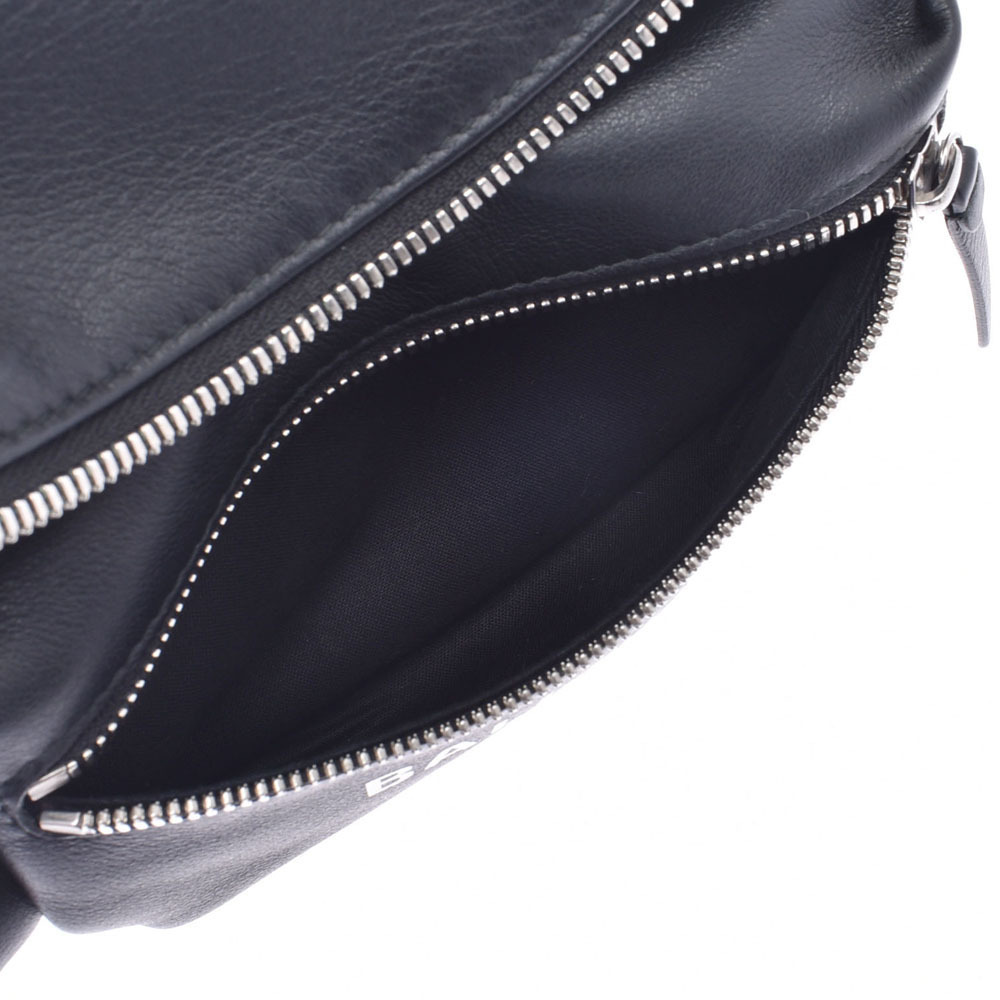BALENCIAGA Logo Belt Bag Body Crossbody Black White Leather Waist - Picture 11 of 11